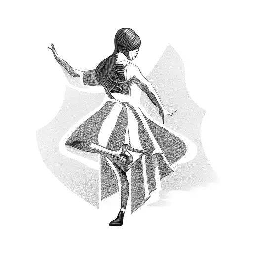 A blackwork tattoo of a dancing student tattoo design idea