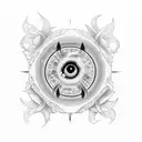 sharingan with 999 around it tattoo design idea