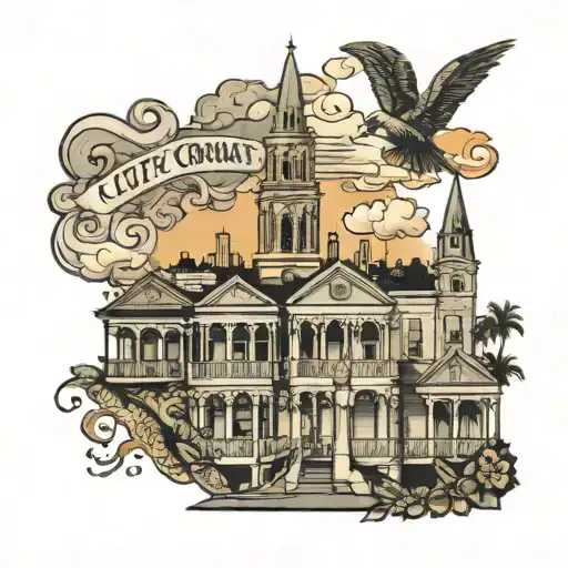 New Orleans city skyline in the background tattoo design idea