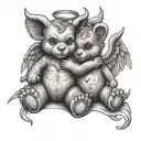 Angel and devil teddy bear tattoo design idea