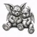 Angel and devil teddy bear tattoo design idea