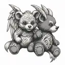 Angel and devil teddy bear tattoo design idea