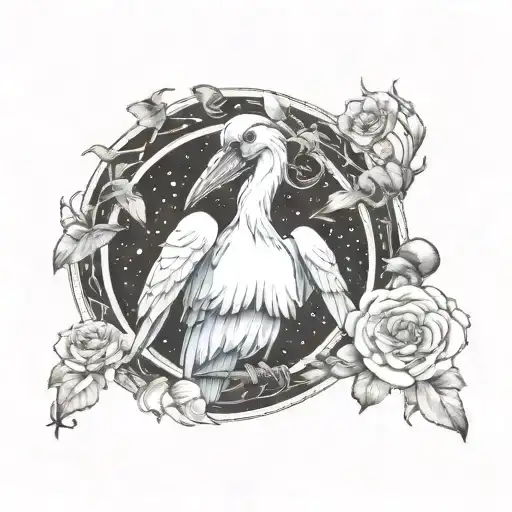 Marabou stork lead us to the path tattoo design idea