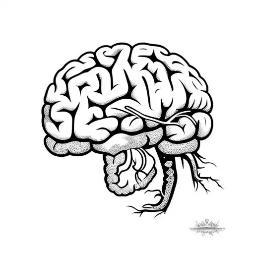 a realistic brain on top of a realistic heart tattoo design idea