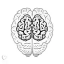 a realistic brain on top of a realistic heart tattoo design idea