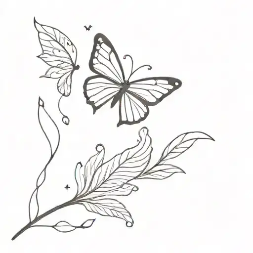 a small tatto with a  the butterfly ,a snowflake a fall leaf  and a sun in black and white  tattoo design idea