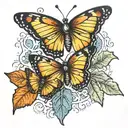 a small tatto with a  the butterfly ,a snowflake a fall leaf  and a sun all t tattoo design idea