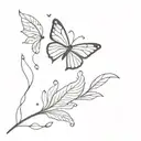 a small tatto with a  the butterfly ,a snowflake a fall leaf  and a sun in black and white  tattoo design idea