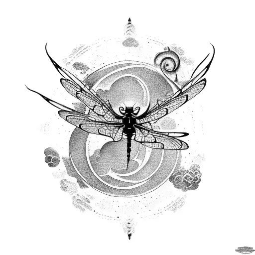 bicep tattoo with dragonflies wrapping around and cloudage/fading tattoo design idea