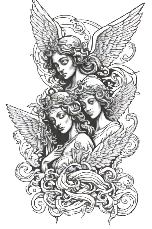 angels looking tattoo design idea