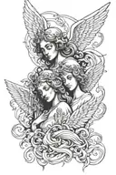 angels looking tattoo design idea