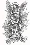 angels looking tattoo design idea