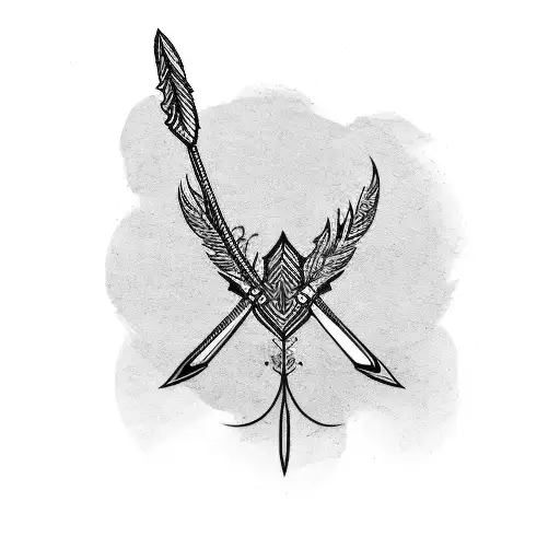 A feathered fighting arrow tattoo design idea