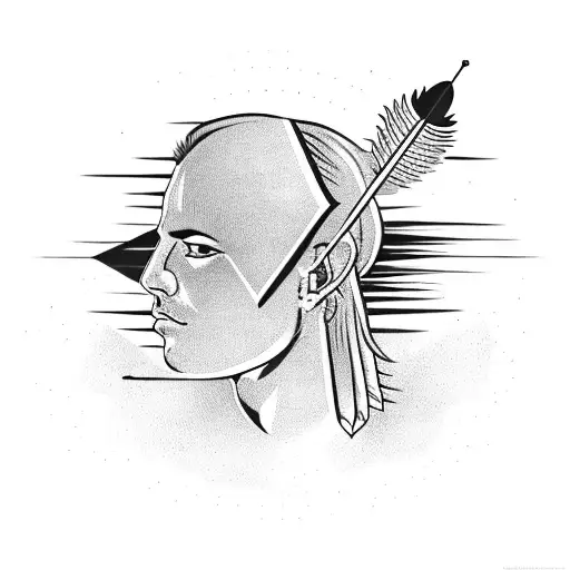 An arrow with feathers tattoo design idea