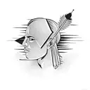 An arrow with feathers tattoo design idea