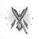 An arrow with feathers tattoo design idea
