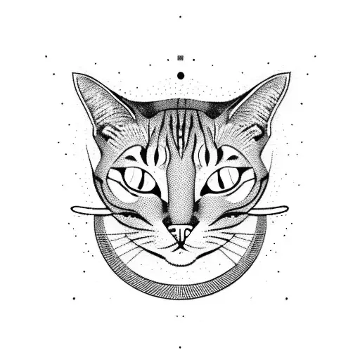 cat face with 3 eyes  tattoo design idea