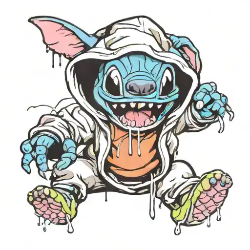 stich in hoodie spray painting graffiti tattoo design idea