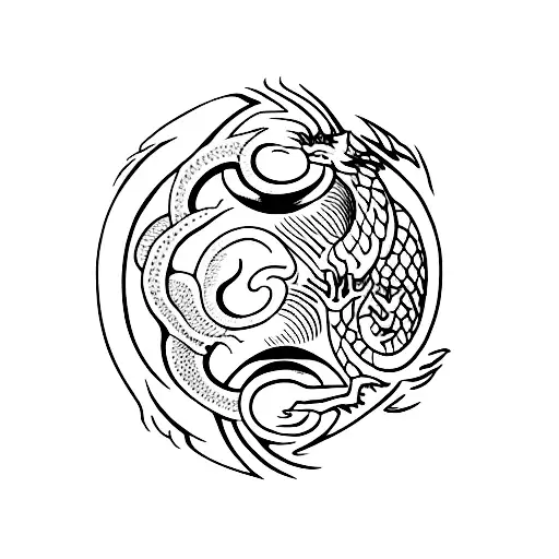 dragon yin and yang tattoo design idea