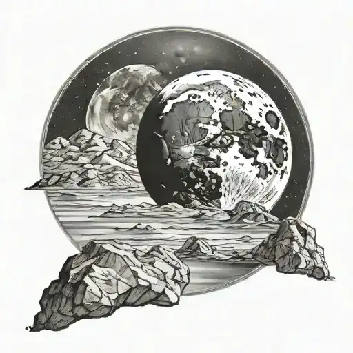 realistic moon and nothing else tattoo design idea