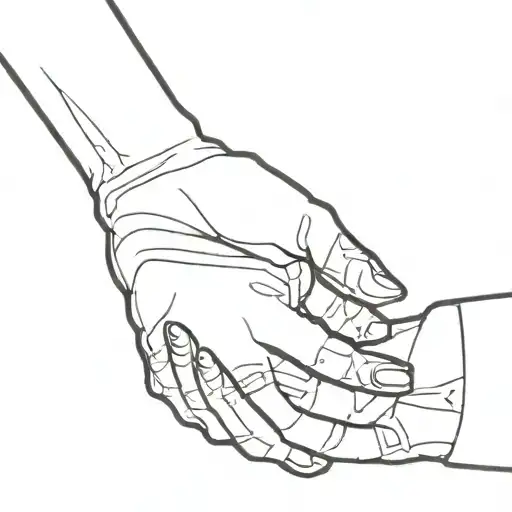 child's hand holding fathers pinky   tattoo design idea