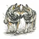 two wolves fighting tattoo design idea