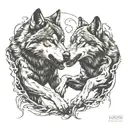 two wolves fighting tattoo design idea