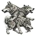 two wolves fighting tattoo design idea
