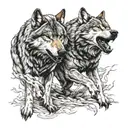 two wolves fighting tattoo design idea