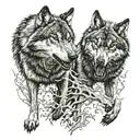 two wolves fighting tattoo design idea