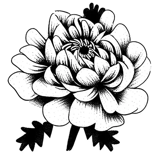 small bouquet of a Chrysanthemum, rose, marigold, and a carnation tattoo design idea