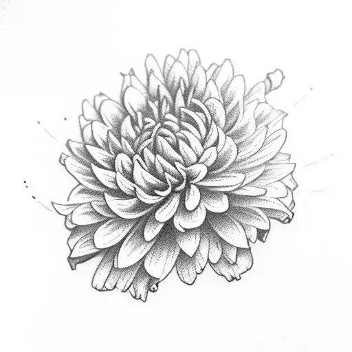 small bouquet of a Chrysanthemum, rose, marigold, and a carnation tattoo design idea