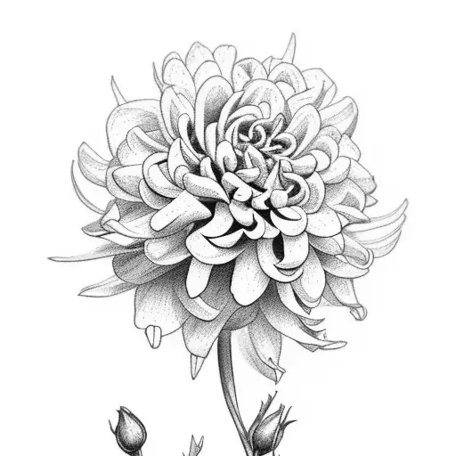 Chrysanthemum, rose, marigold, and a carnation tattoo design idea
