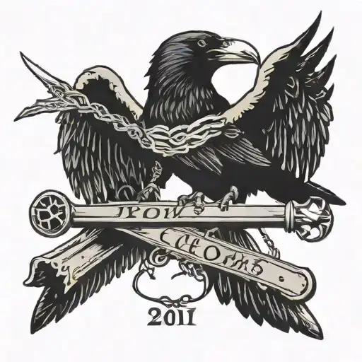 crow holding a crow bar with "The Crows" above it and "Est. 2021" below it tattoo design idea
