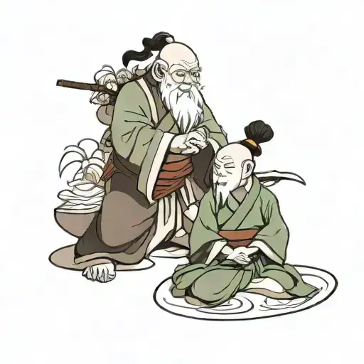 uncle iroh and toph bending the lotus flower  tattoo design idea