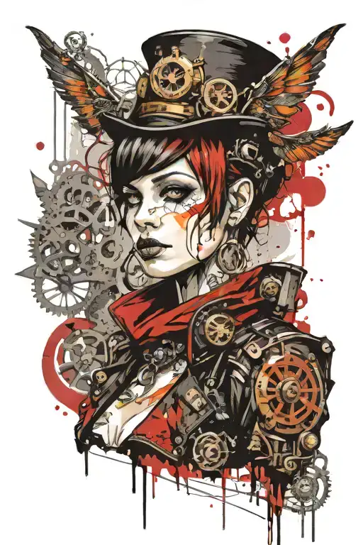 steampunk pixie, full body tattoo design idea