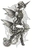 steampunk pixie, full body tattoo design idea