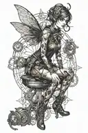 steampunk pixie, full body tattoo design idea