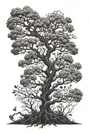 evolving black blossiming evil tree growing tattoo design idea