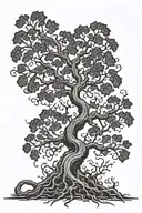 evolving black blossiming evil tree growing tattoo design idea