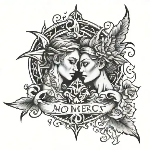 no mercy twin flames symbolizing tattoo design idea