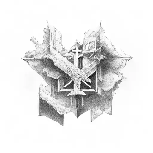 477, crosses, clouds, verses, shading tattoo design idea