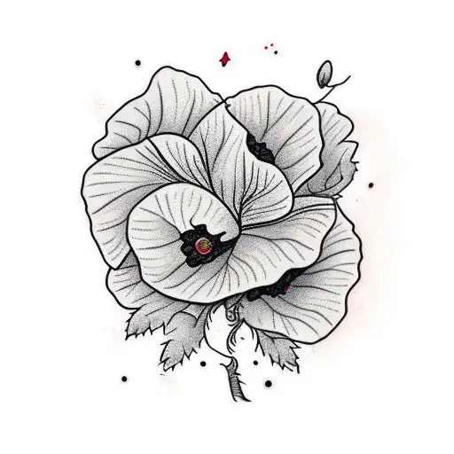 hanging black ivy vines with one red poppy flower tattoo design idea