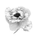 hanging black ivy vines with one red poppy flower tattoo design idea