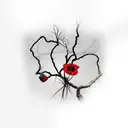 hanging black ivy vines with one red poppy flower tattoo design idea