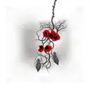 hanging black ivy vines with one red poppy flower tattoo design idea