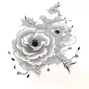 black ivy vine with one red poppy flower tattoo design idea