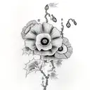 black ivy vine with one red poppy flower tattoo design idea