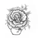 black ivy vine with one red poppy flower tattoo design idea