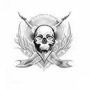 Heart, pentagram and skull tattoo design idea